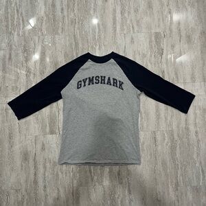 Gymshark Light Grey/Heavy Blue GSLC Raglan 3/4 Sleeve T-Shirt
